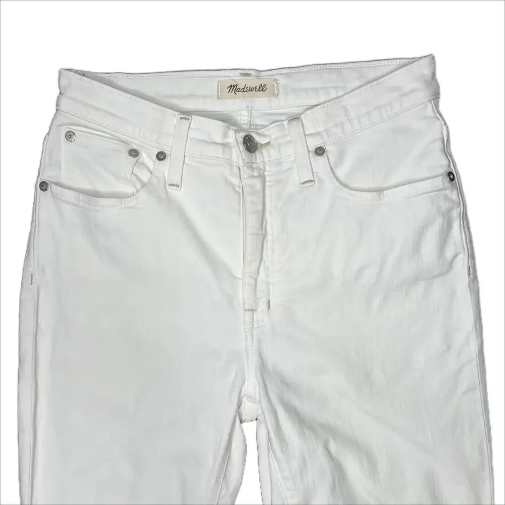 Madewell Cali Demi-Boot Jeans in Pure White w/ Raw-Hem size 28